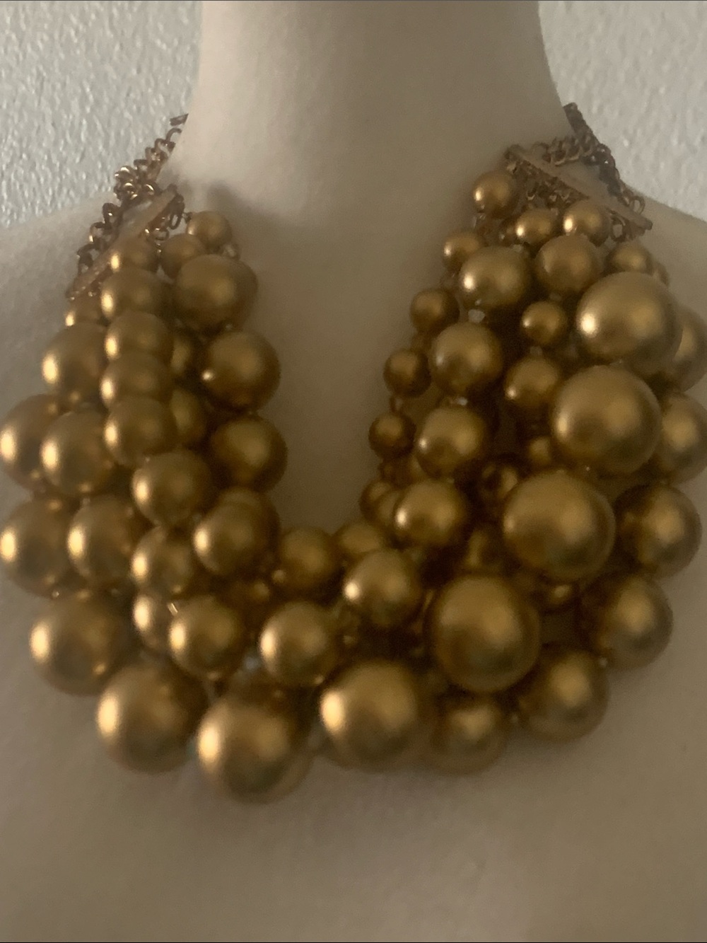 VTG Multi-Strand Gold Bubble Chunky Pearl Necklace
